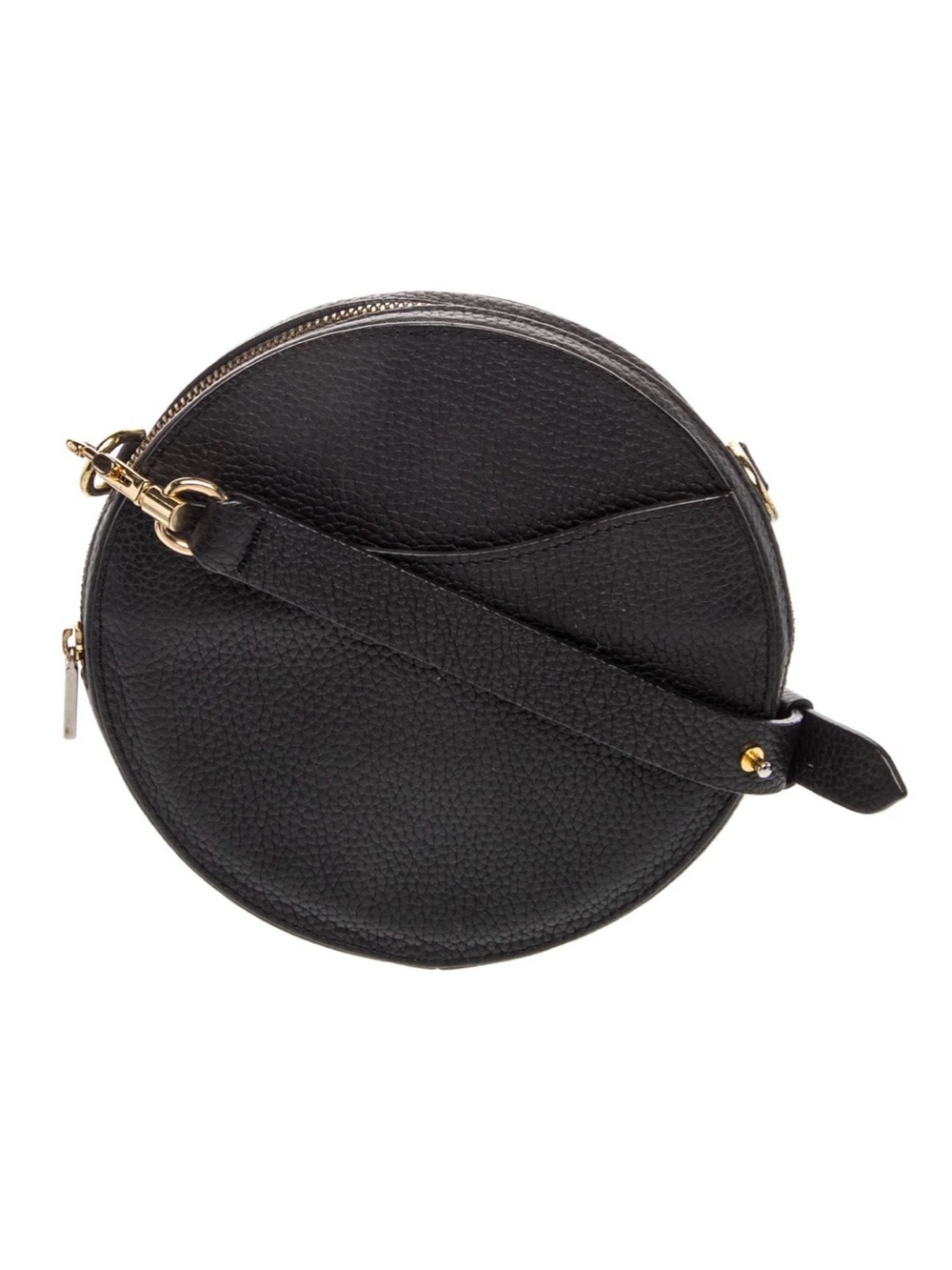 CUYANA Black Mini Circle Belt / Crossbody Adjustable Leather Shoulder Bag
